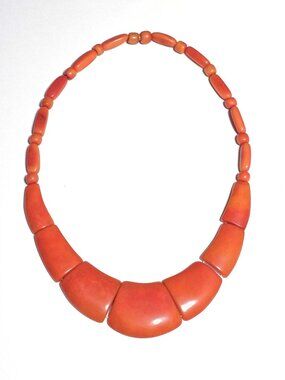 Vintage coral bib statement necklace